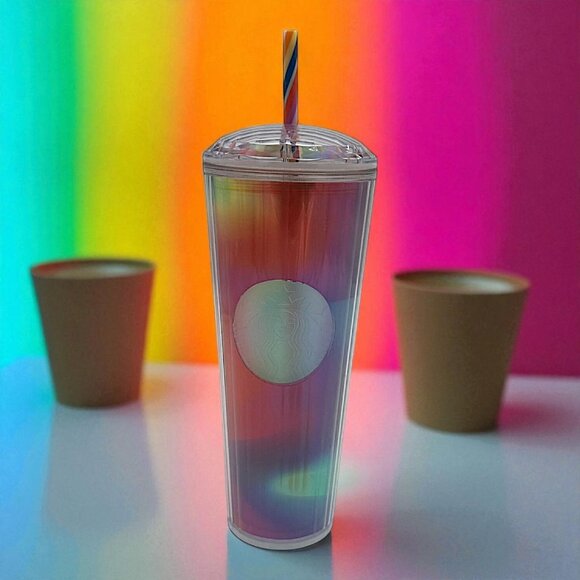 Starbucks 24 Oz Holographic Tumbler With Straw BPA-Free - Picture 1 of 6